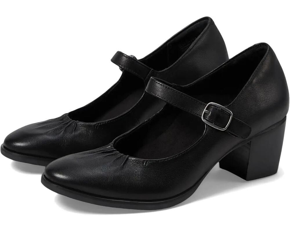 Aetrex Womens Sara Mary Jane Pumps EU 36 US 6-6.5 Black Leather Heels NIB